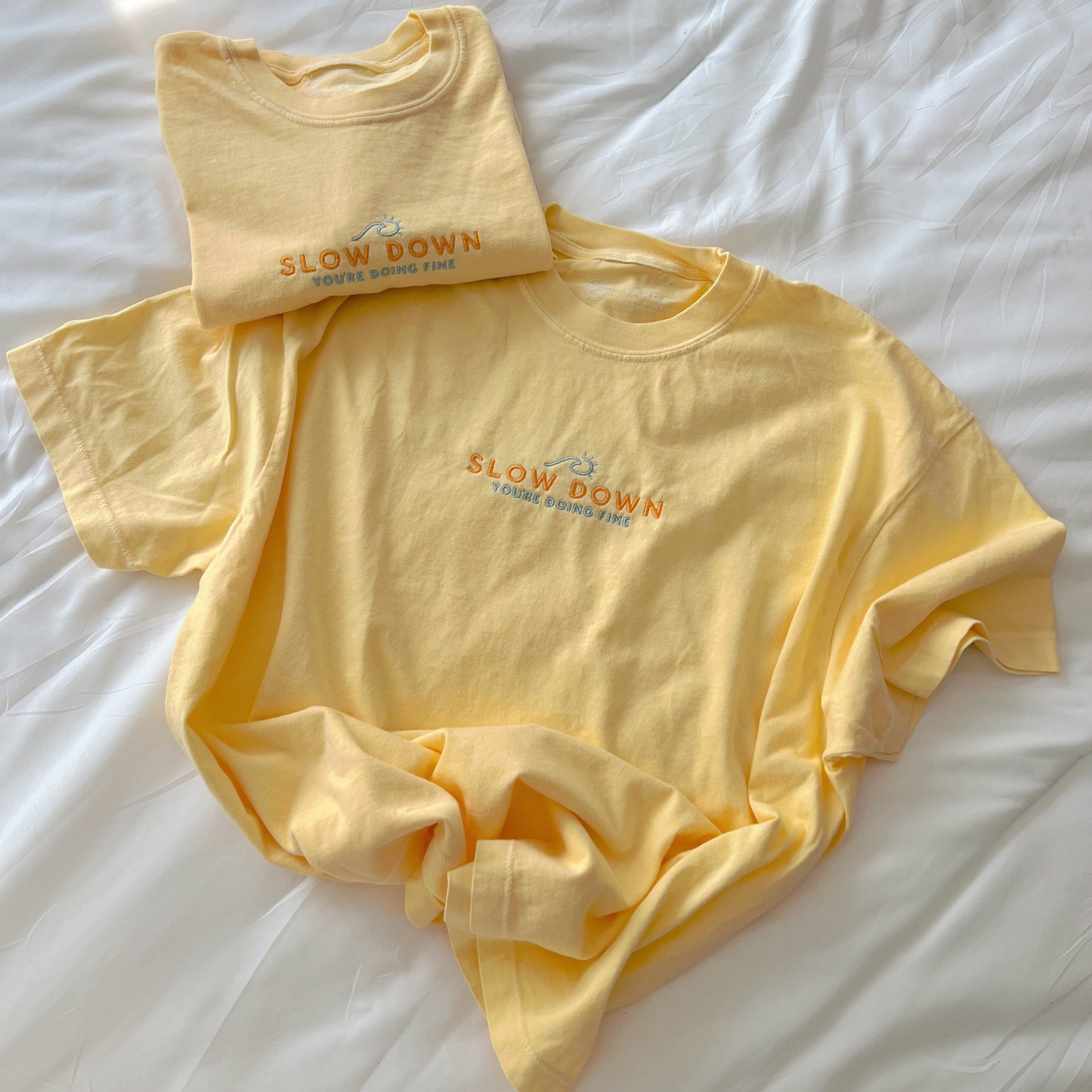 Slow Down Embroidered Cropped Boxy Tee