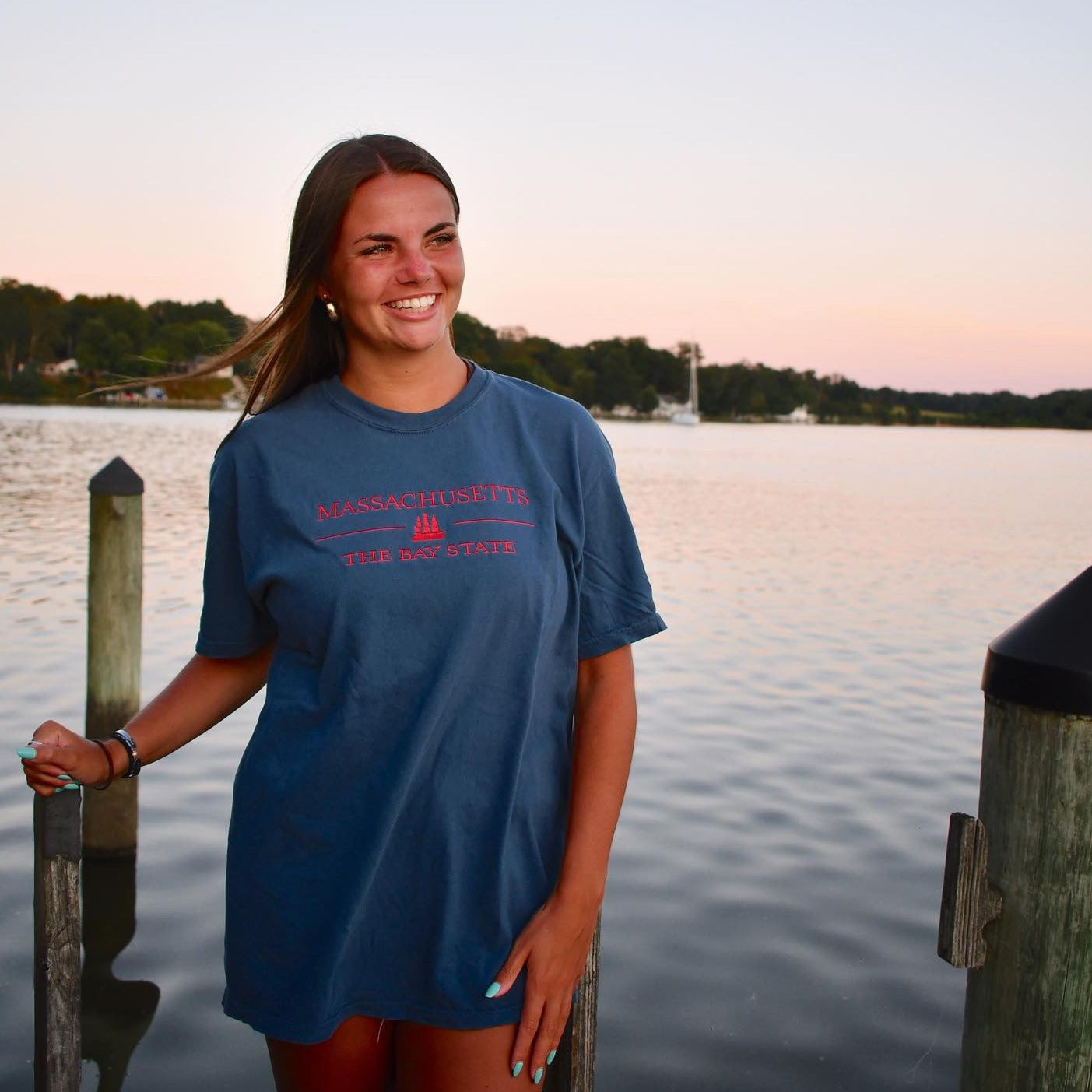 Massachusetts Embroidered Tee - Alex Blom Creates