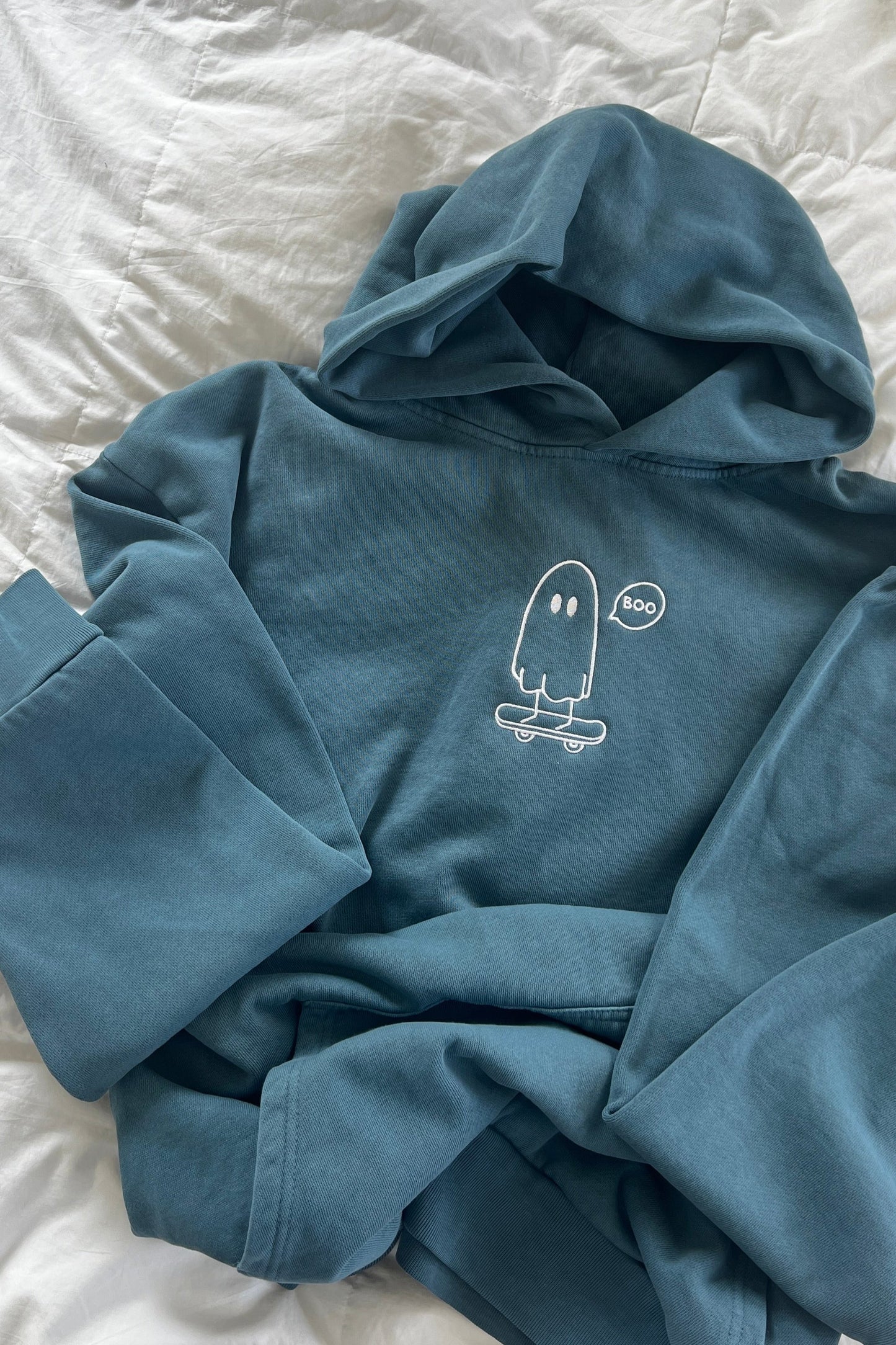 Albert the Skateboarding Ghost Embroidered Hoodie