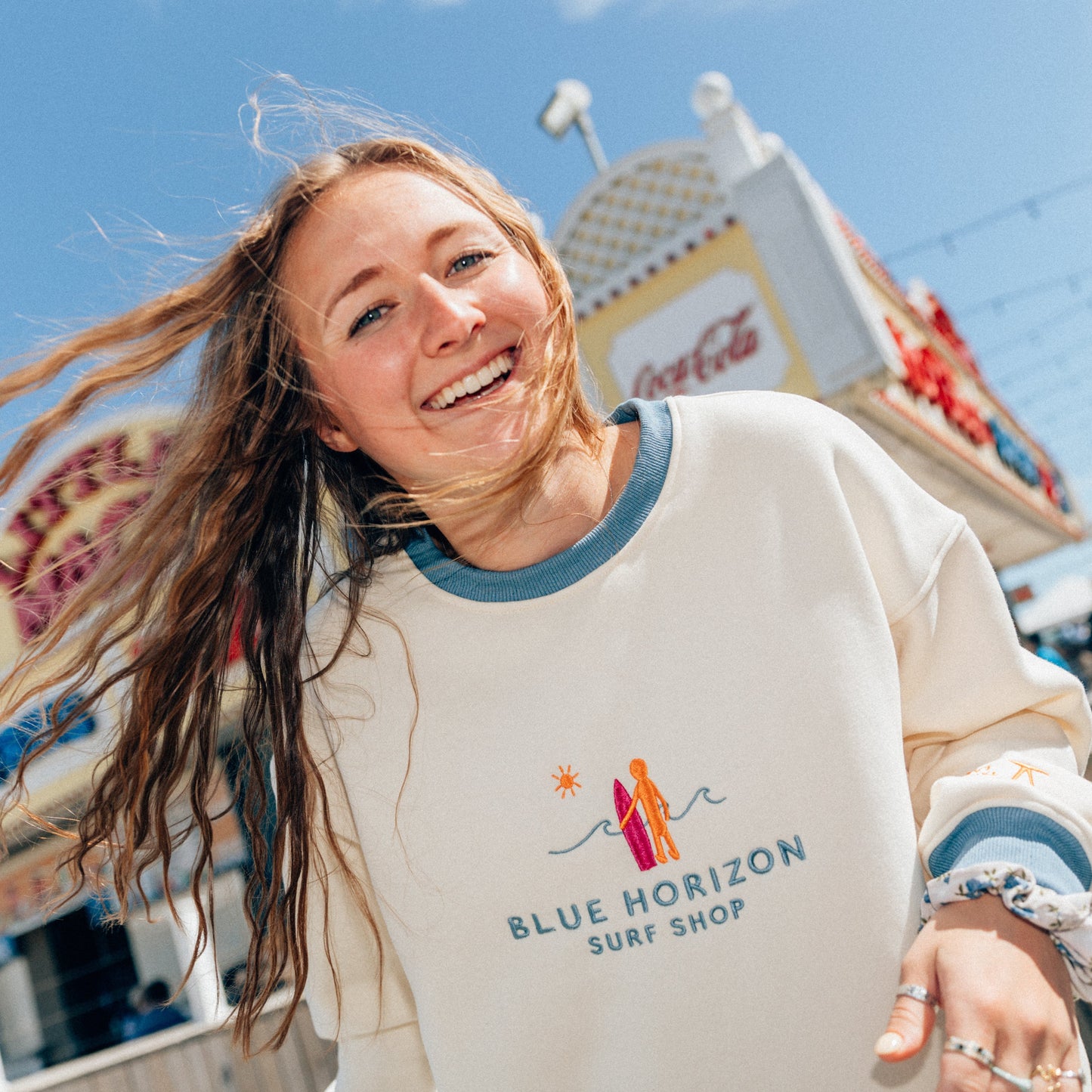 Blue Horizon Surf Shop Oversized Crewneck