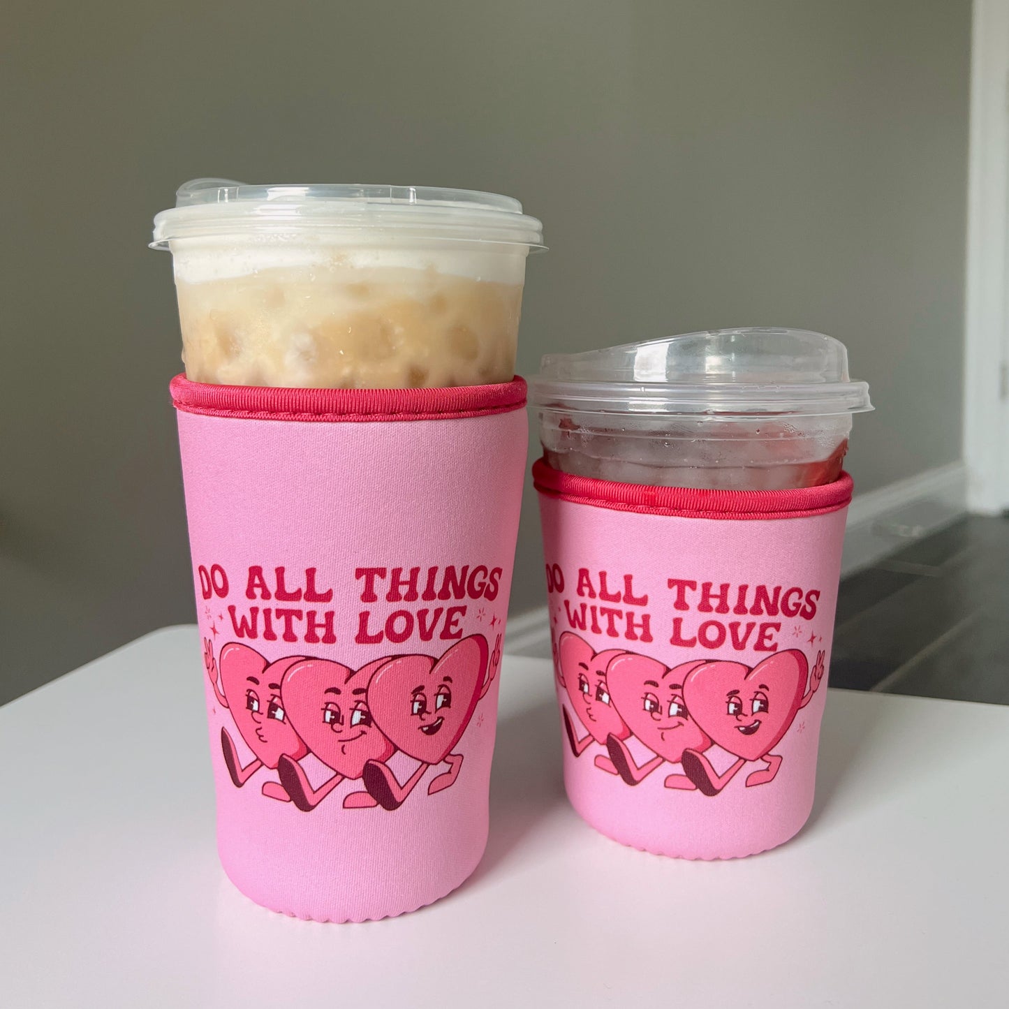 Do All Things With Love Iced Coffee Coozie