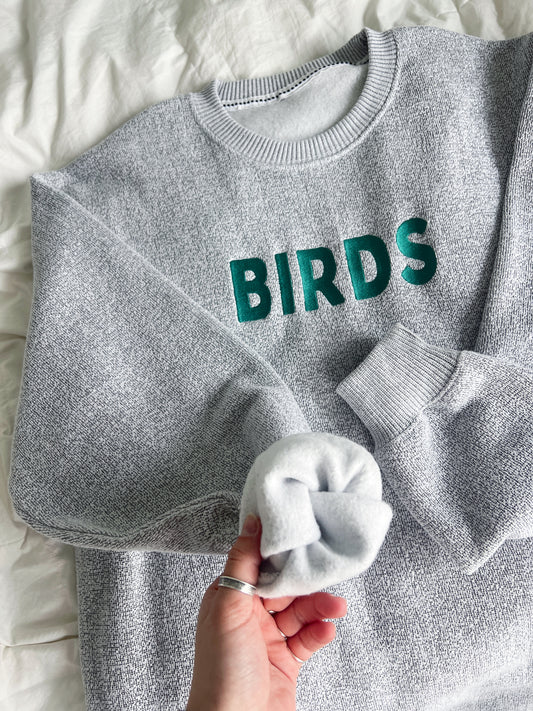 Birds Embroidered Crewneck