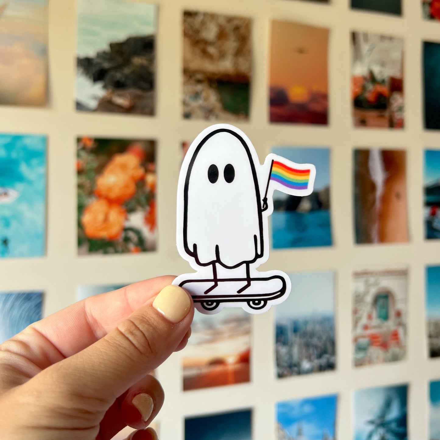 Albert the Skateboarding Ghost Pride Sticker