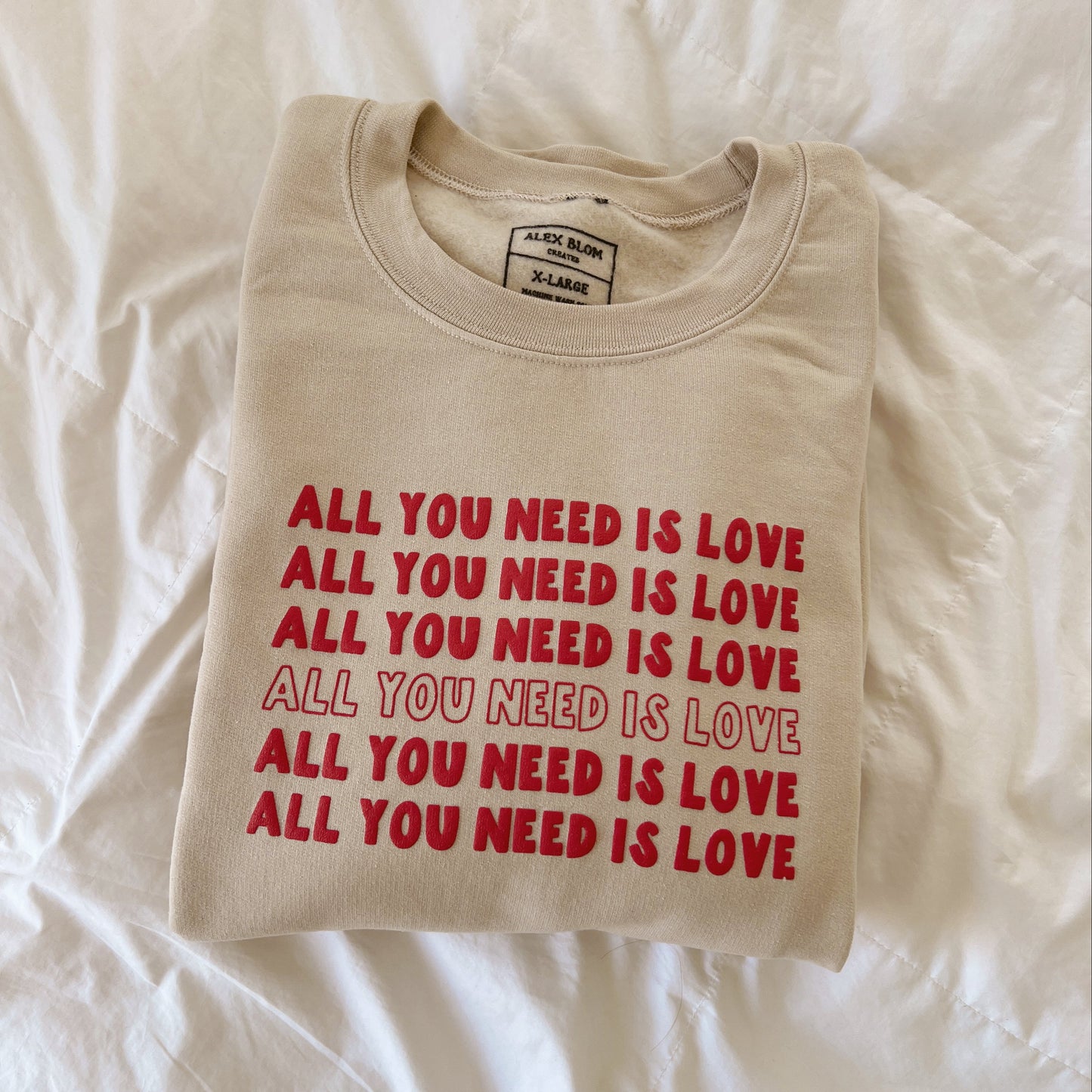 All You Need Is Love Puff-Print Crewneck