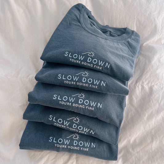 Slow Down Embroidered Tee