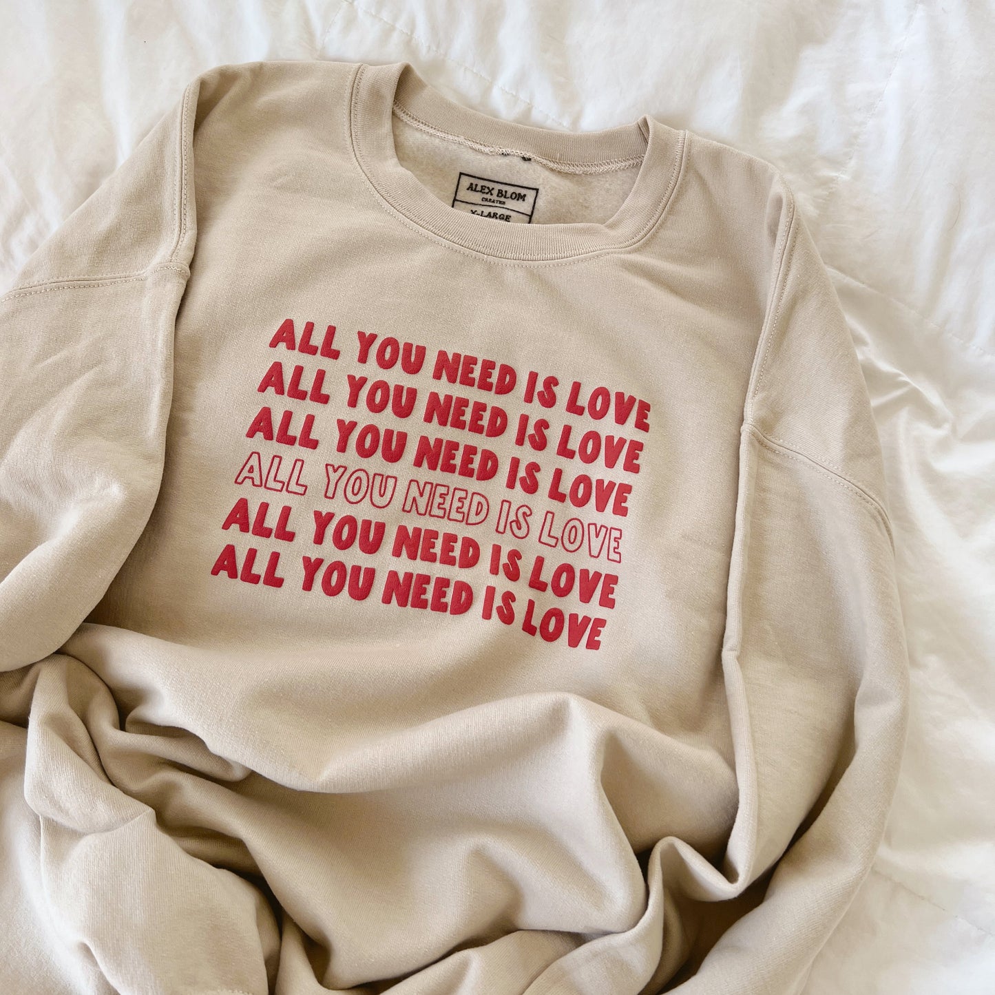 All You Need Is Love Puff-Print Crewneck