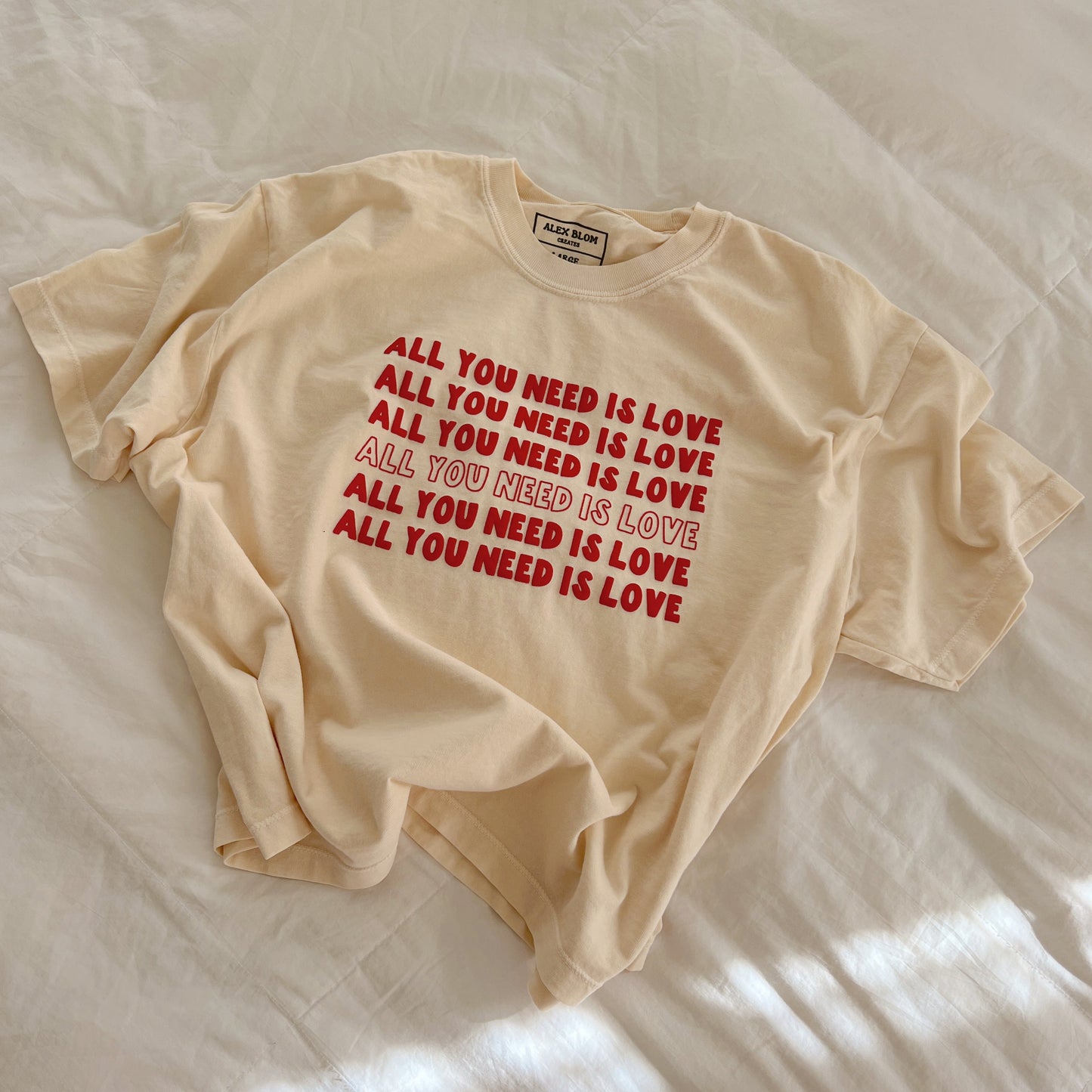 All You Need Is Love Cropped Puff-Print Tee