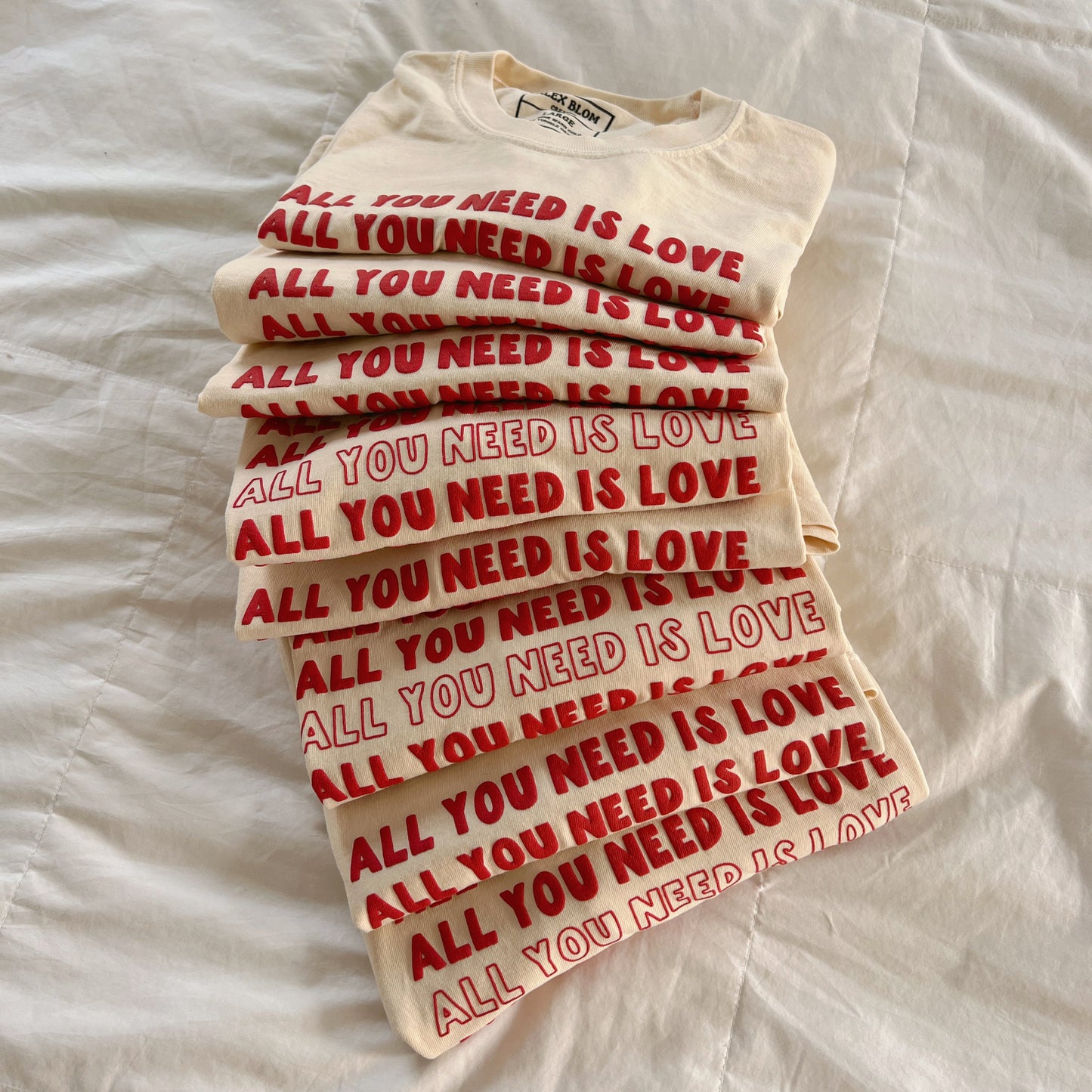 All You Need Is Love Cropped Puff-Print Tee