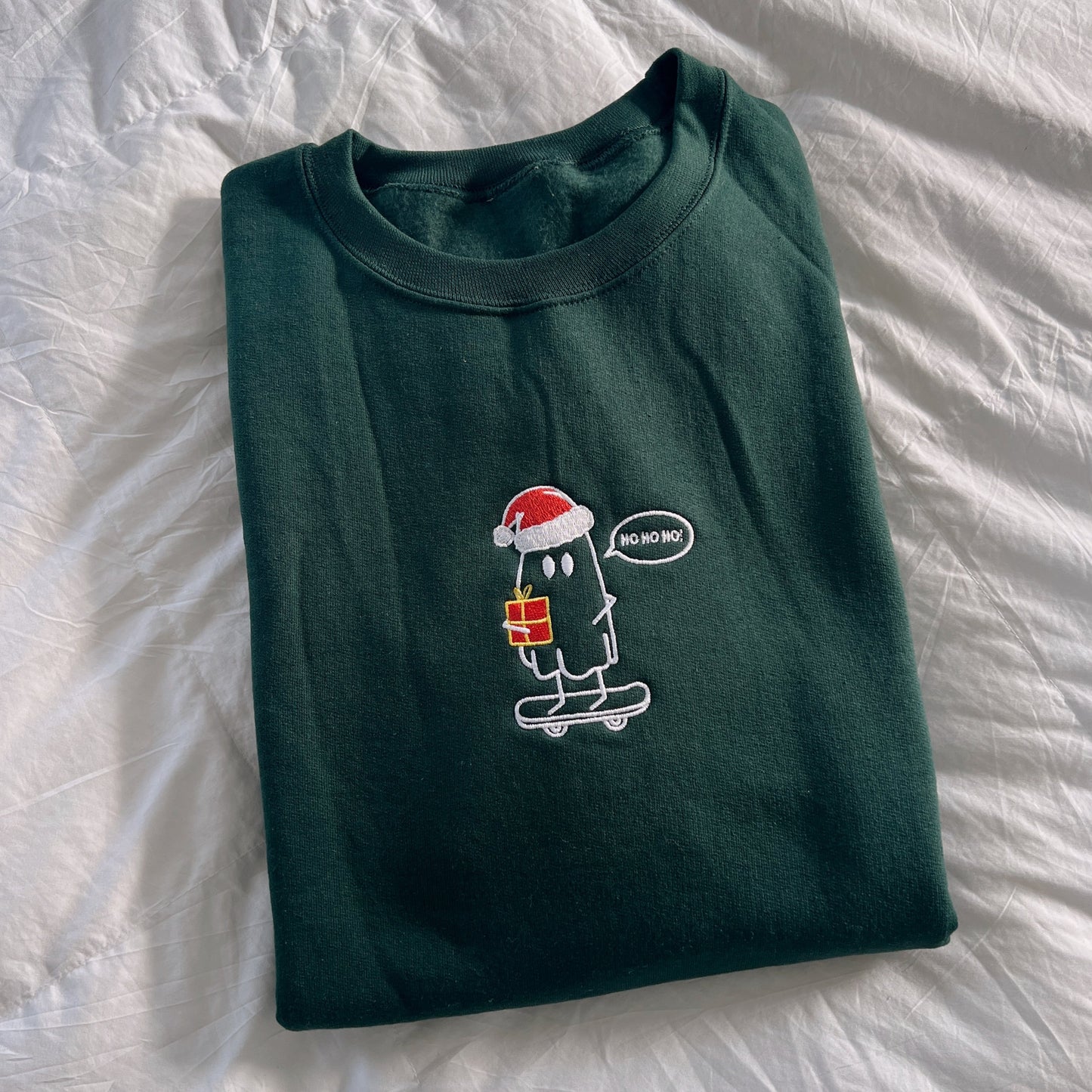 Albert the Festive Ghost Embroidered Crewneck