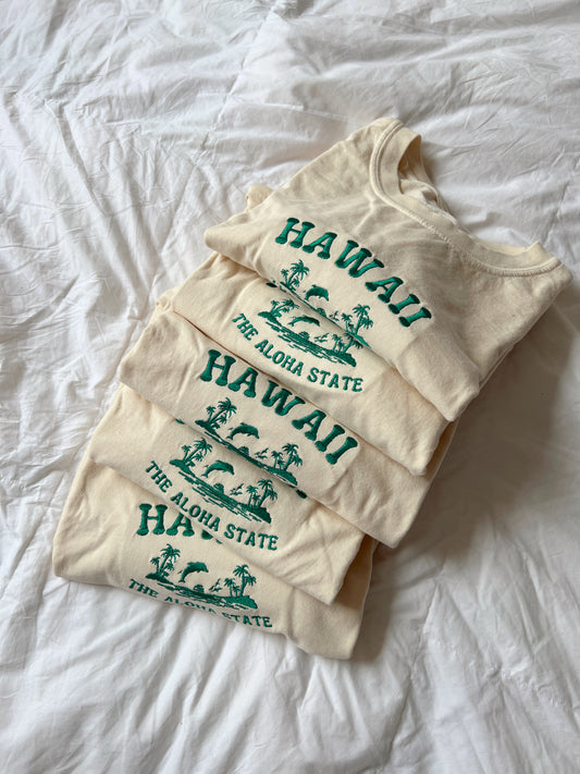 Hawaii Groovy Embroidered Tee